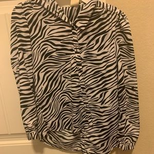 Black & White zebra print button Up